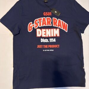 G-Star Raw Denim T-Shirt Raw Just The Product - Size Large - Navy